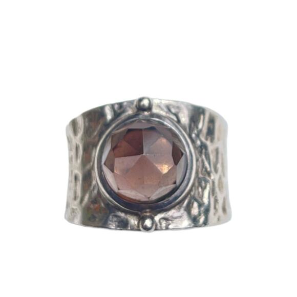 Vintage Smokey Quartz Sterling Silver Ring - Size 7